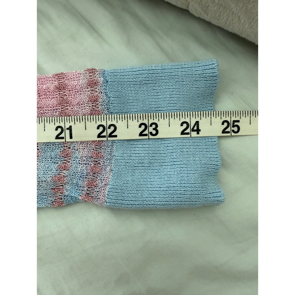 Happy Sheep Italy Pastel Pink Blue Striped Metallic Knit Button Front Cardigan - Picture 9 of 9